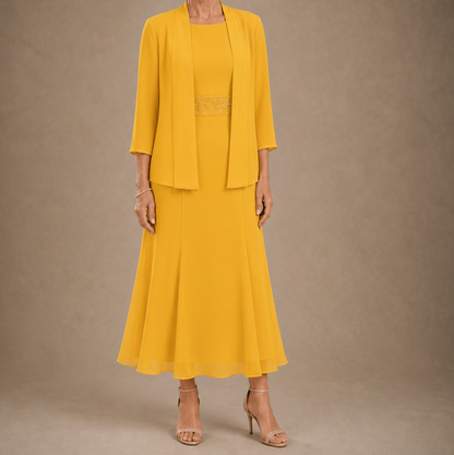 Chiffon Modest Jacket Dress Set