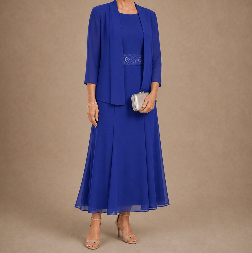 Chiffon Modest Jacket Dress Set