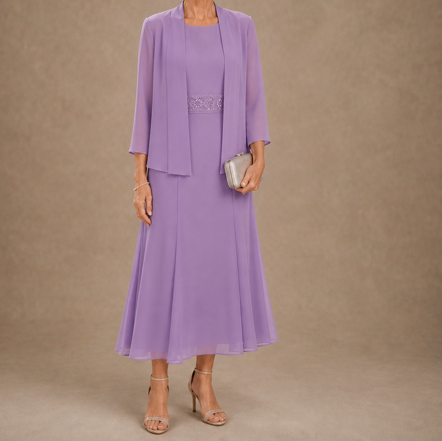 Chiffon Modest Jacket Dress Set