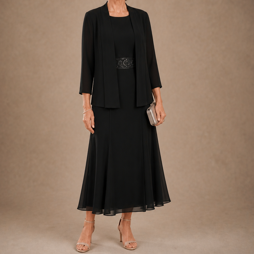 Chiffon Modest Jacket Dress Set