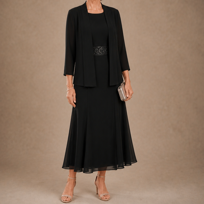 Chiffon Modest Jacket Dress Set