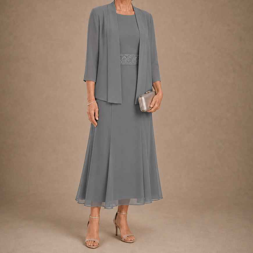 Chiffon Modest Jacket Dress Set