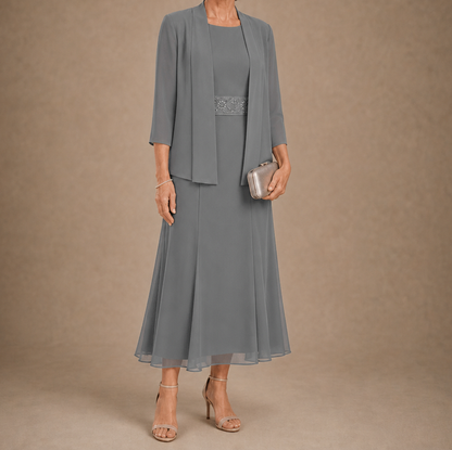 Chiffon Modest Jacket Dress Set