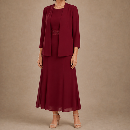 Chiffon Modest Jacket Dress Set