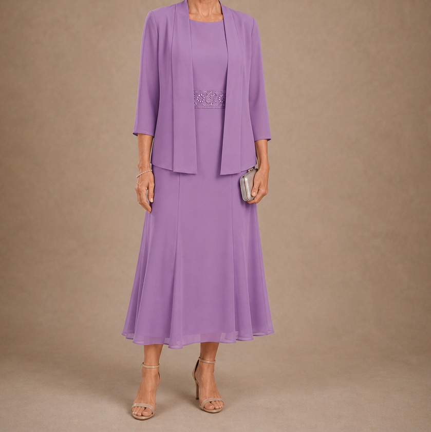 Chiffon Modest Jacket Dress Set