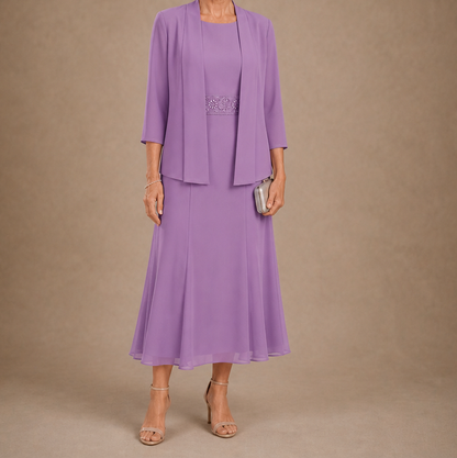Chiffon Modest Jacket Dress Set