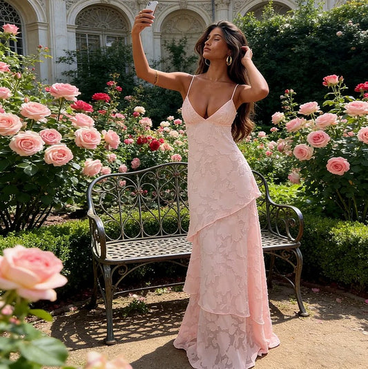 Chiffon Tiered Slip Maxi Dress