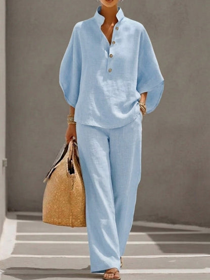 Collared Button Front Matching Set