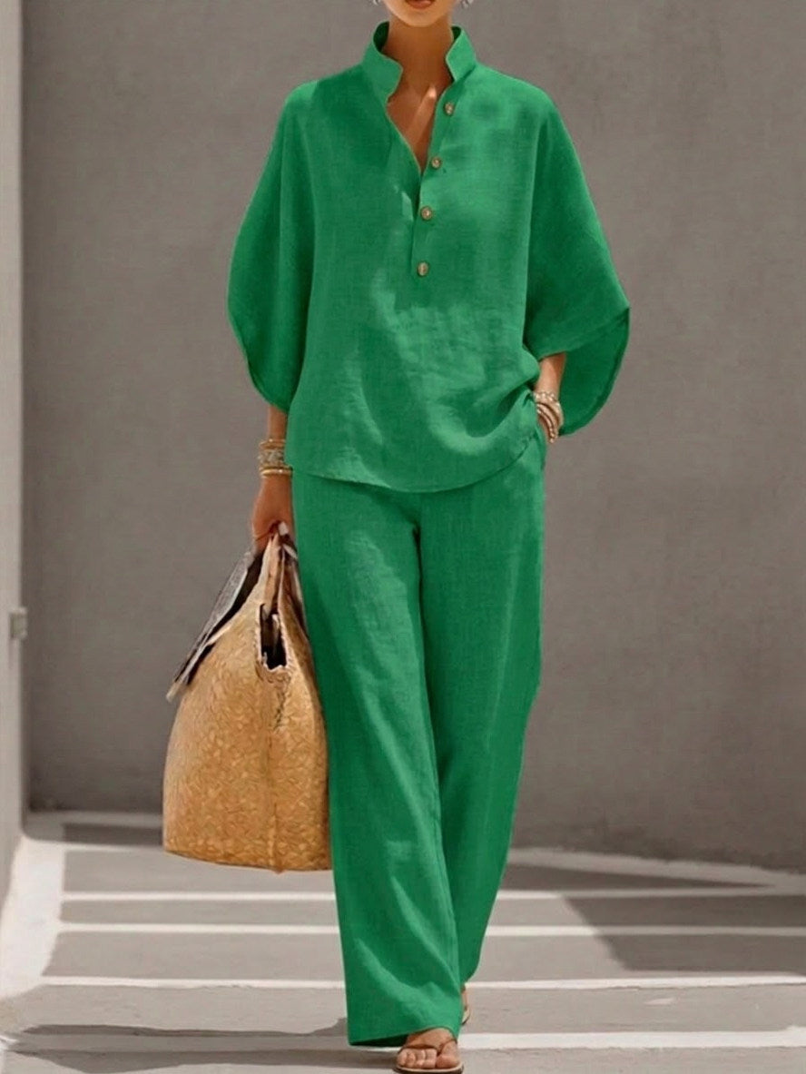 Collared Button Front Matching Set