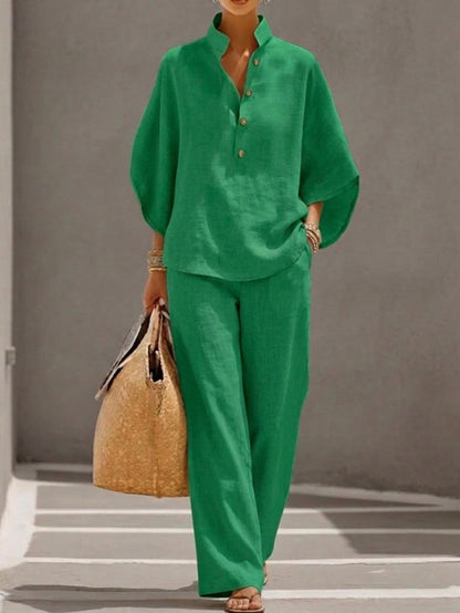 Collared Button Front Matching Set