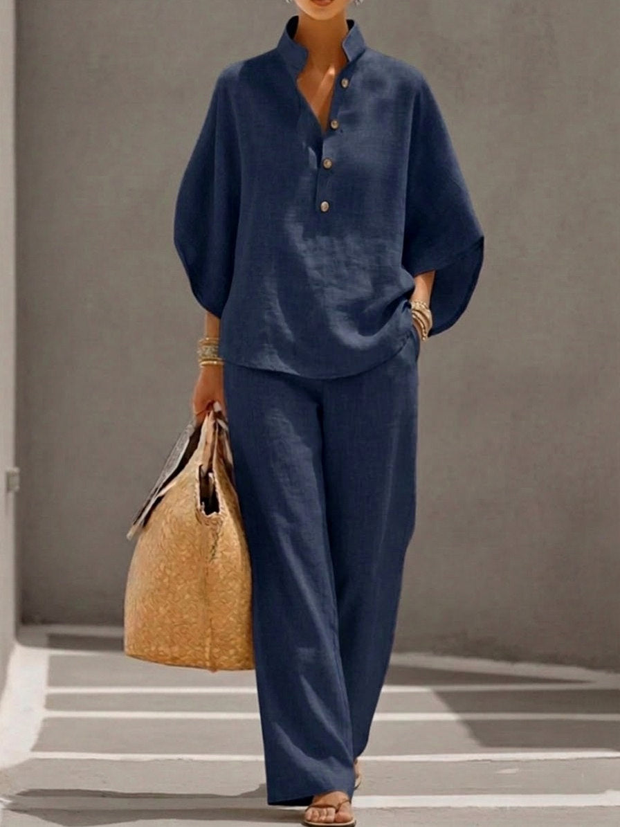 Collared Button Front Matching Set