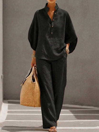 Collared Button Front Matching Set