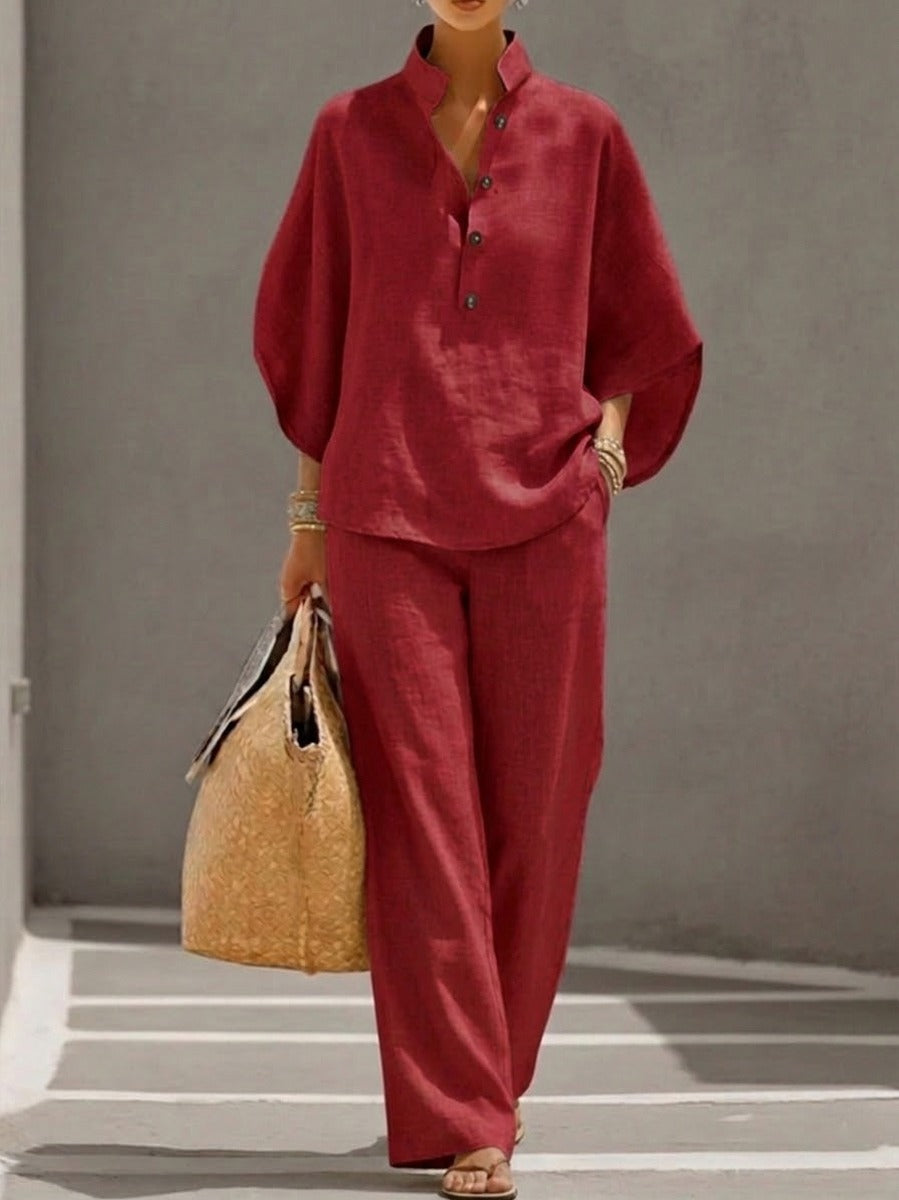 Collared Button Front Matching Set