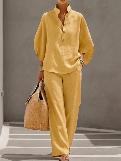 Collared Button Front Matching Set