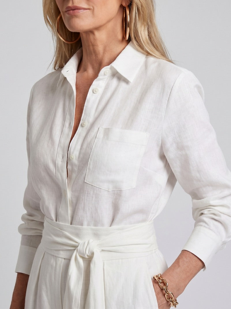 Collared Tie Waist Wide Leg Jumpsuit