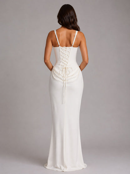 Corset Draped Drop Waist Maxi Dress