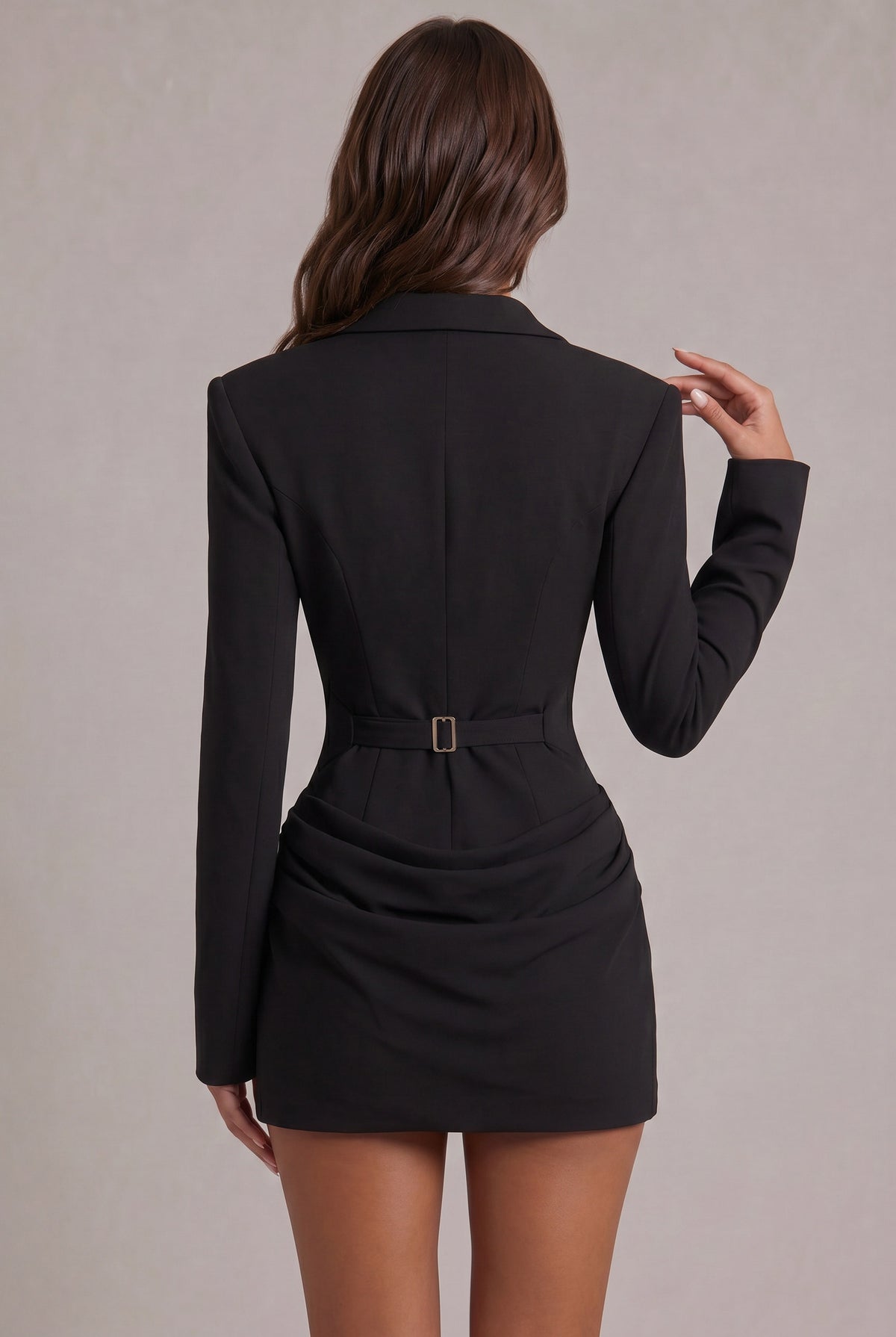 Long Sleeve Plunge Lapel Blazer Mini Dress