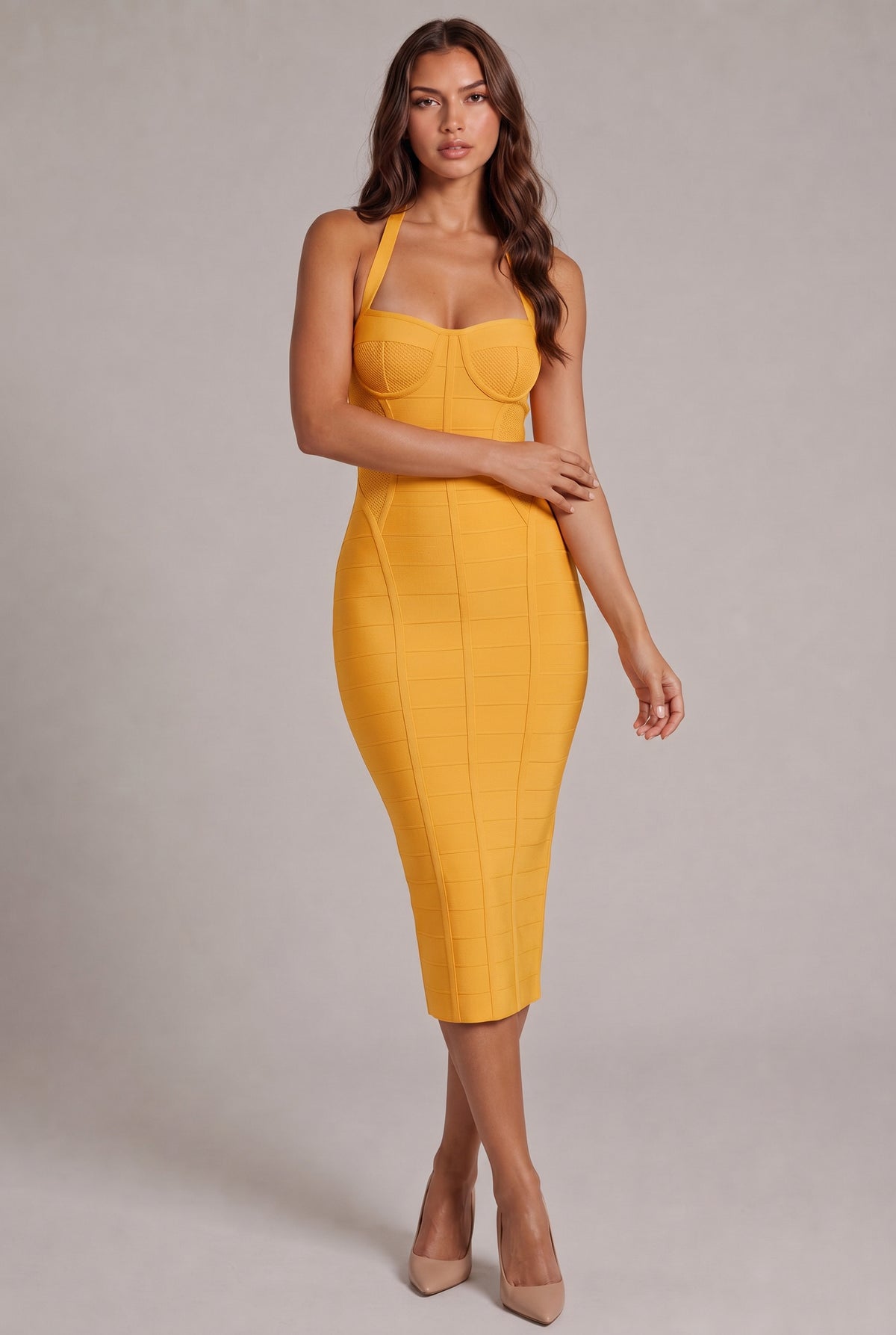 Corset Halter Neck Midi Dress
