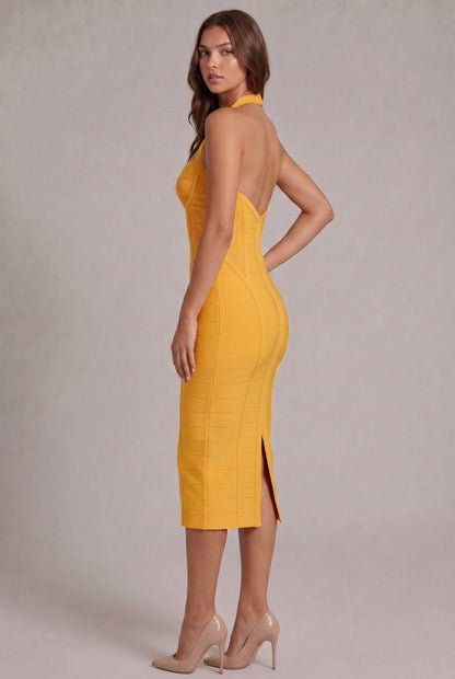 Corset Halter Neck Midi Dress