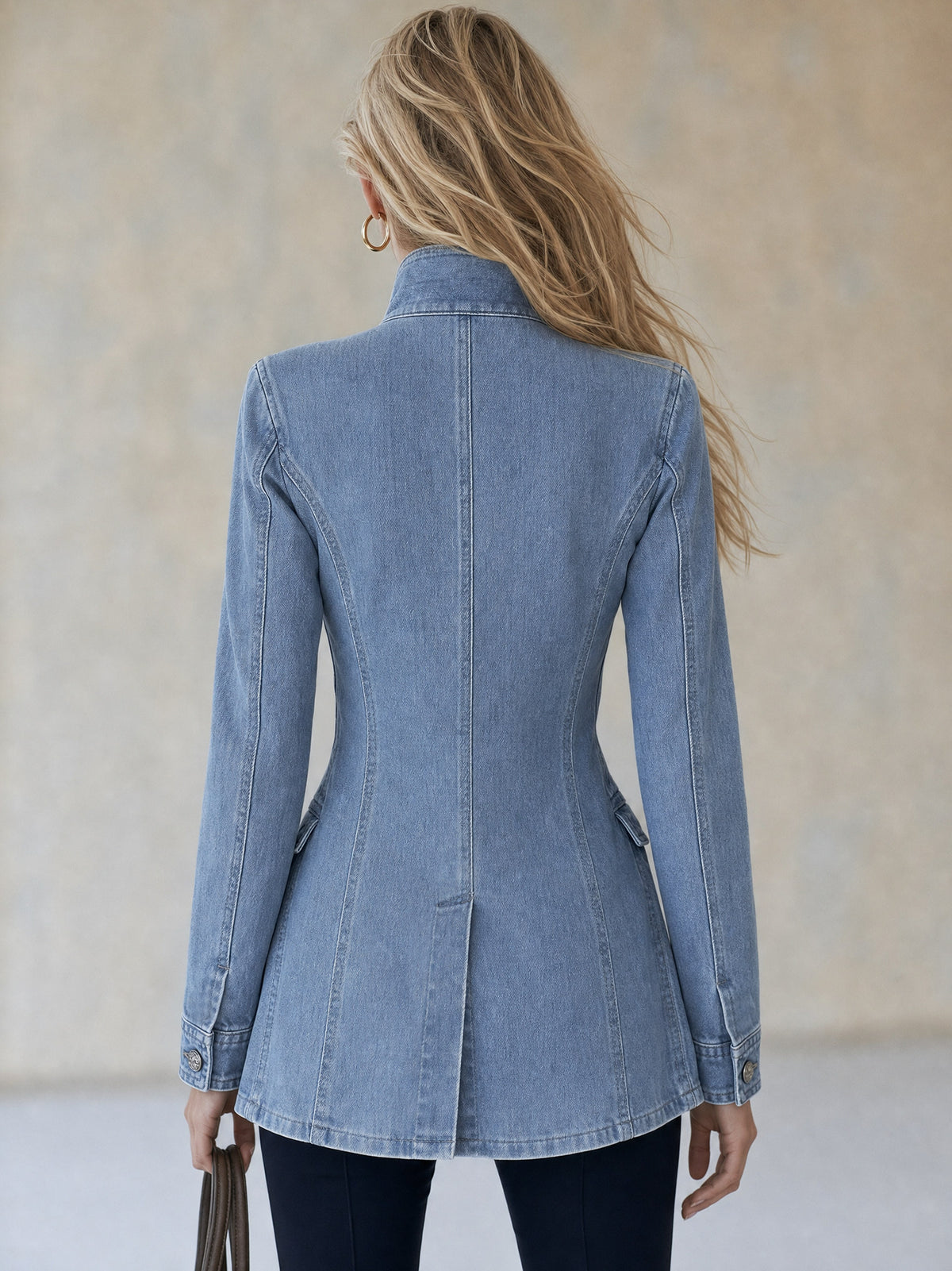 Denim Military Long Sleeve Jacket