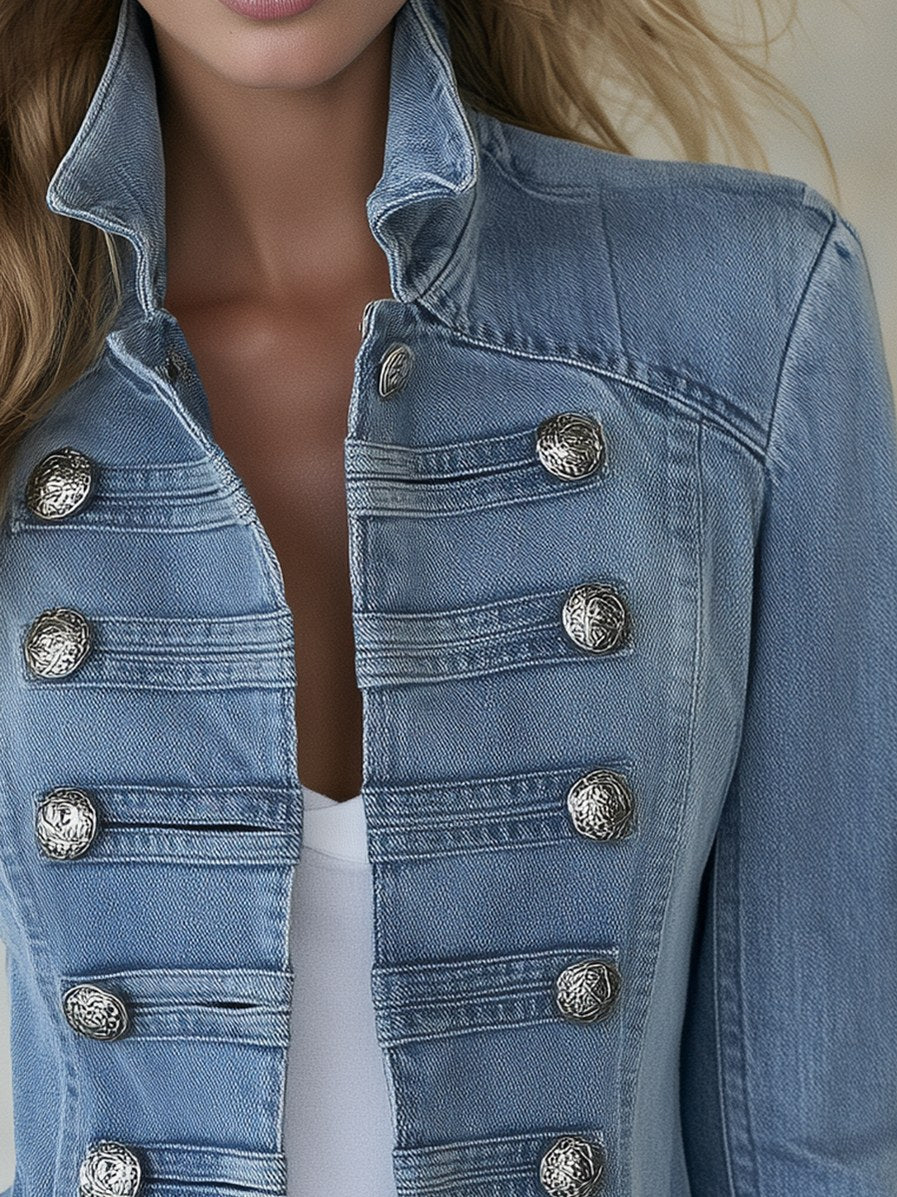Denim Military Long Sleeve Jacket