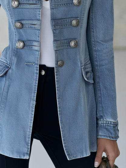 Denim Military Long Sleeve Jacket
