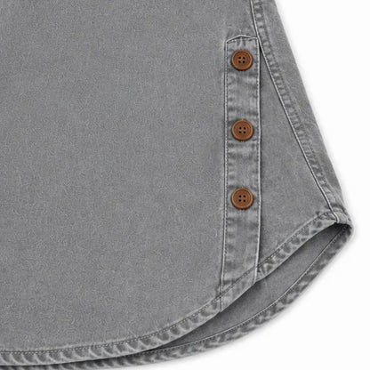 Denim Short Sleeve Henley Blouse