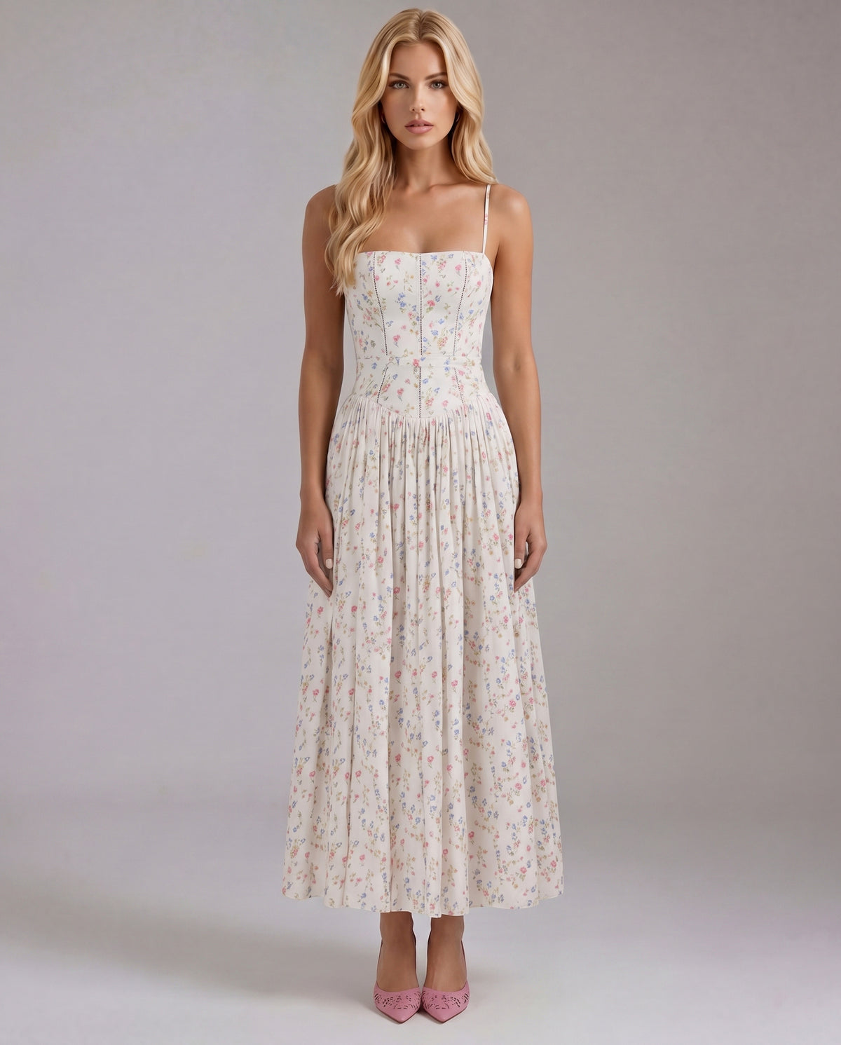 Ditsy Floral Drop Waist Maxi Dress