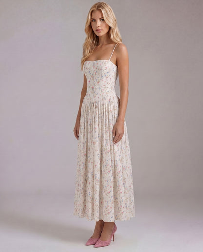 Ditsy Floral Drop Waist Maxi Dress