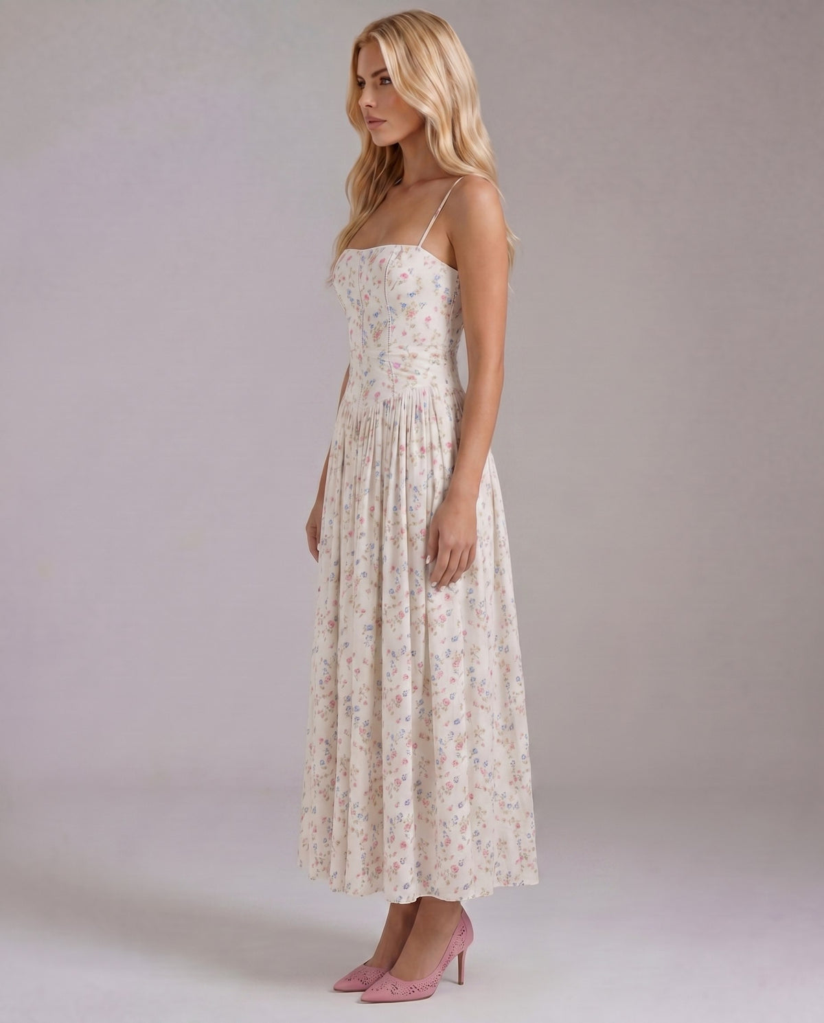 Ditsy Floral Drop Waist Maxi Dress