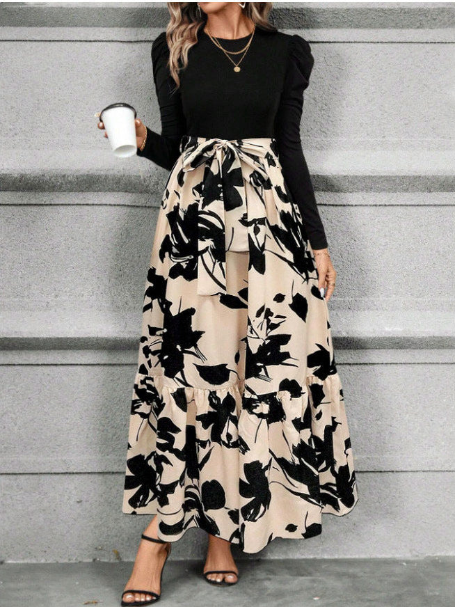 Long Sleeve Ditsy Floral Tiered Maxi Dress