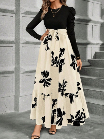 Long Sleeve Ditsy Floral Tiered Maxi Dress