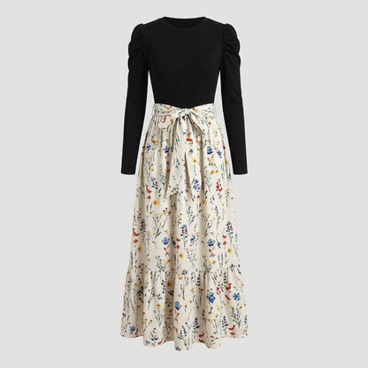 Long Sleeve Ditsy Floral Tiered Maxi Dress