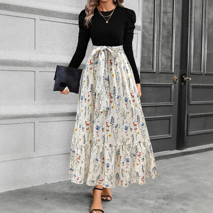 Long Sleeve Ditsy Floral Tiered Maxi Dress