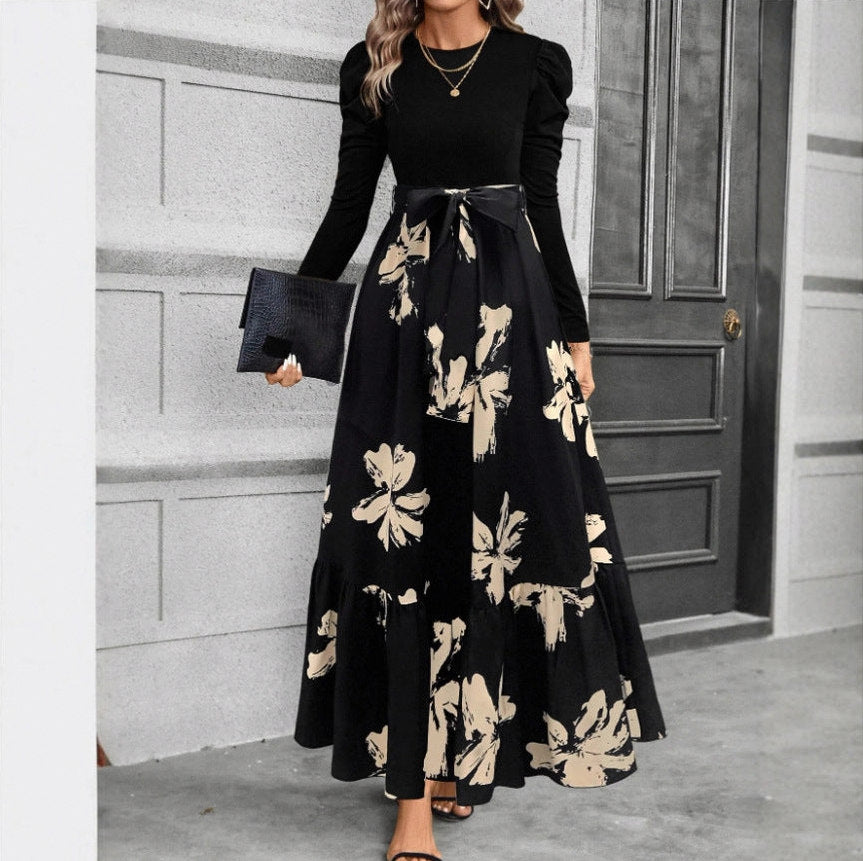 Long Sleeve Ditsy Floral Tiered Maxi Dress