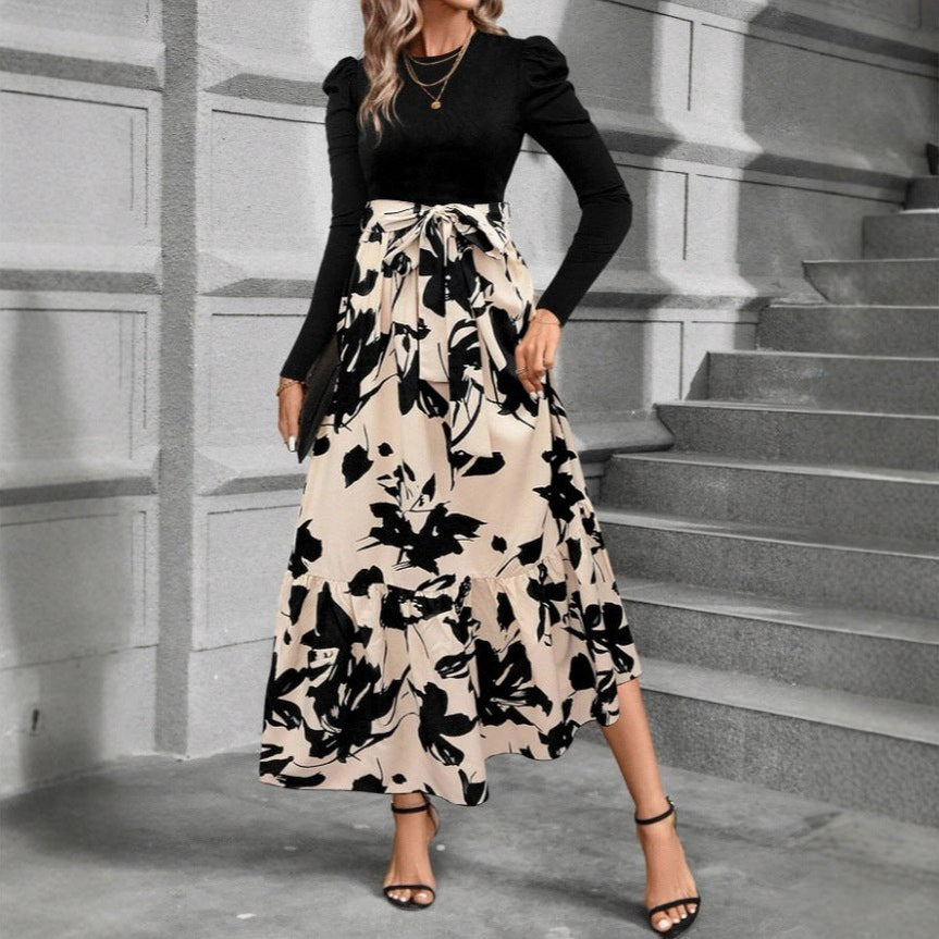 Long Sleeve Ditsy Floral Tiered Maxi Dress