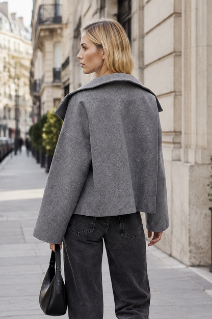 Double Breasted Long Sleeve Cropped Jacket