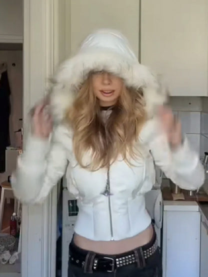 Faux Fur Trim Puffer Jacket