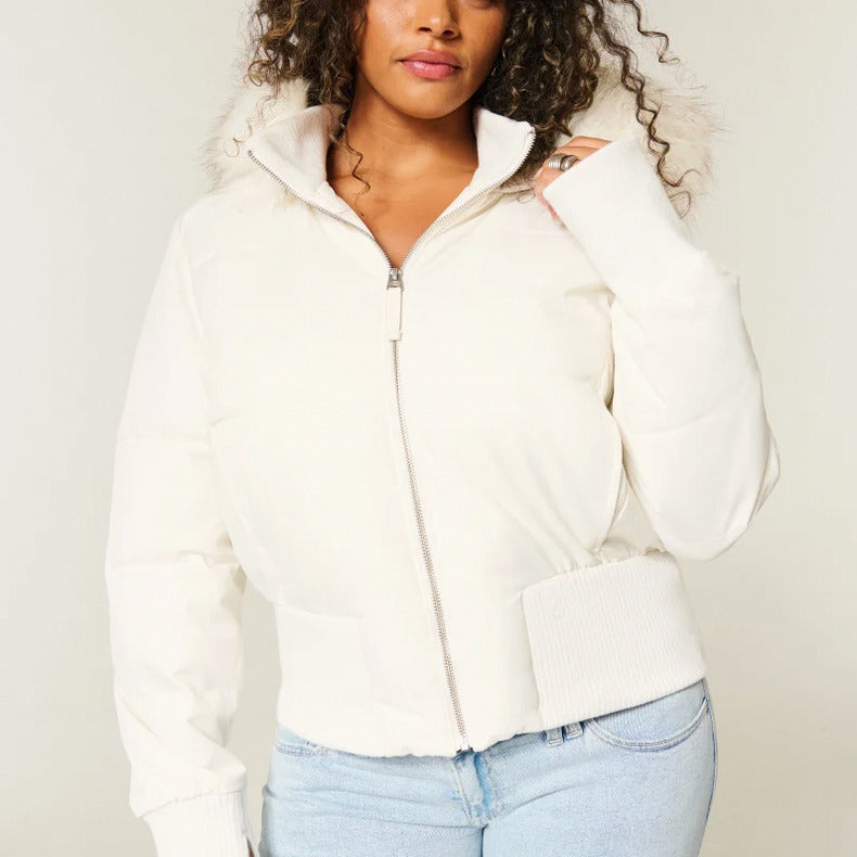 Faux Fur Trim Puffer Jacket