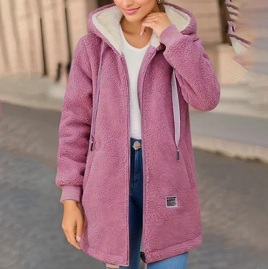 Fleece Long Sleeve Hooded Coat