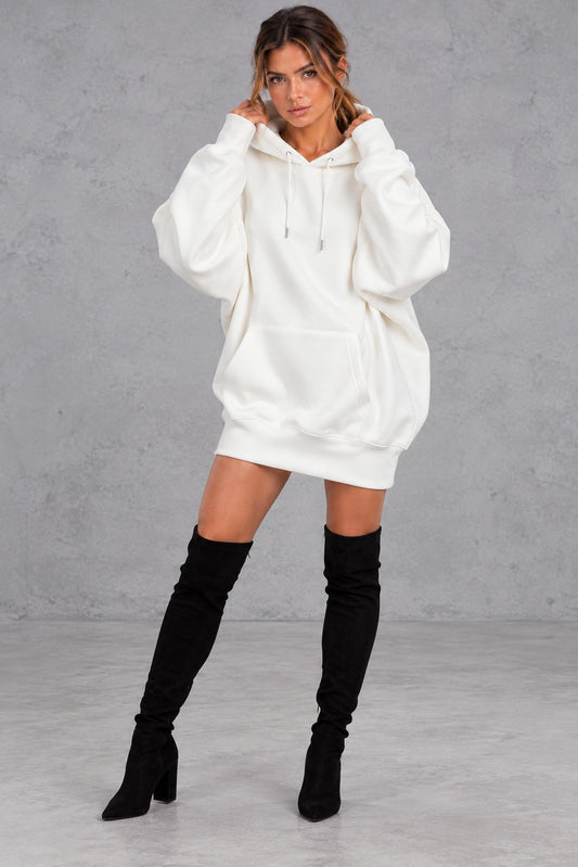 Fleece Oversized Long Sleeve Mini Hoodie Dress
