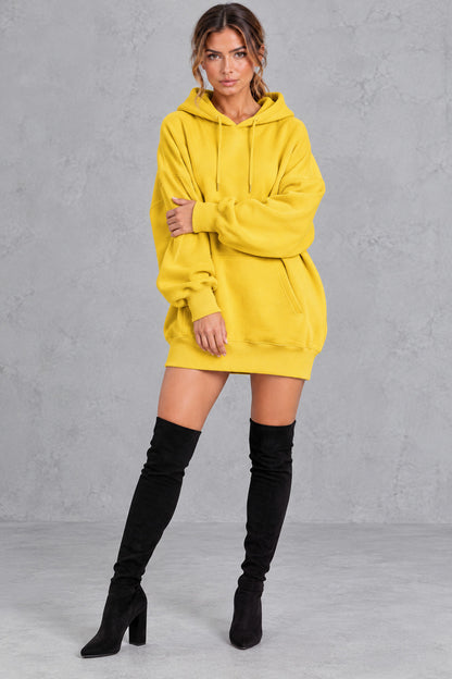 Fleece Oversized Long Sleeve Mini Hoodie Dress
