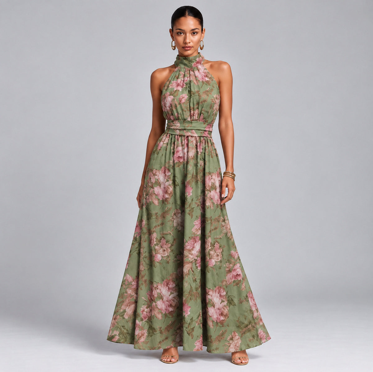 Floral Halter Maxi Dress