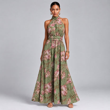 Floral Halter Maxi Dress