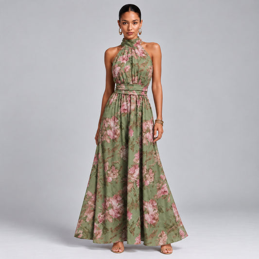 Floral Halter Maxi Dress
