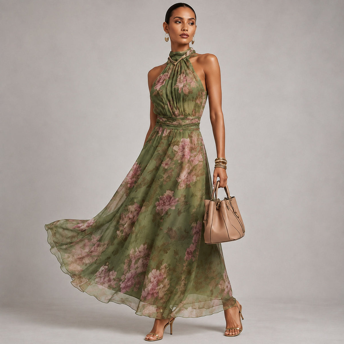 Floral Halter Maxi Dress