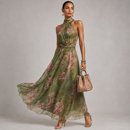 Floral Halter Maxi Dress
