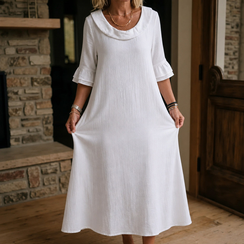 Gauze Cowl Neck Maxi Dress
