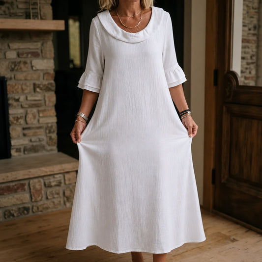 Gauze Cowl Neck Maxi Dress
