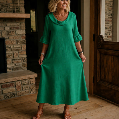 Gauze Cowl Neck Maxi Dress